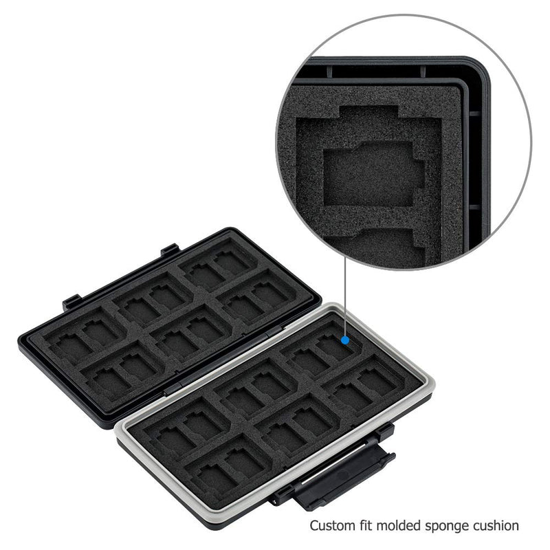36 Slots Memory Card Case Holder Water-Resistant Keeper Wallet for 12 SD SDHC SDXC + 24 TF MSD MicroSD MicroSDHC MicroSDXC Memory Cards Storage Organizer For 12 SD + 24 TF / MSD