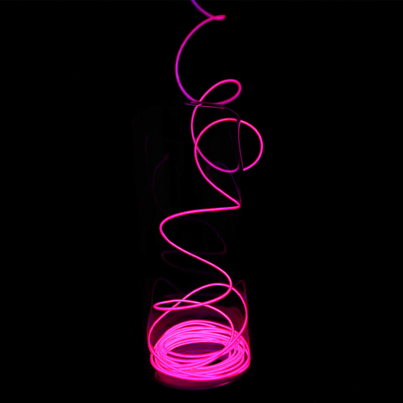 SZILBZ EL Wire, 5x1m Neon Light Battery Powered Electroluminescent Wire Glowing Strobing Decorative Light for Xmas Party Pub (5x1m Pink)