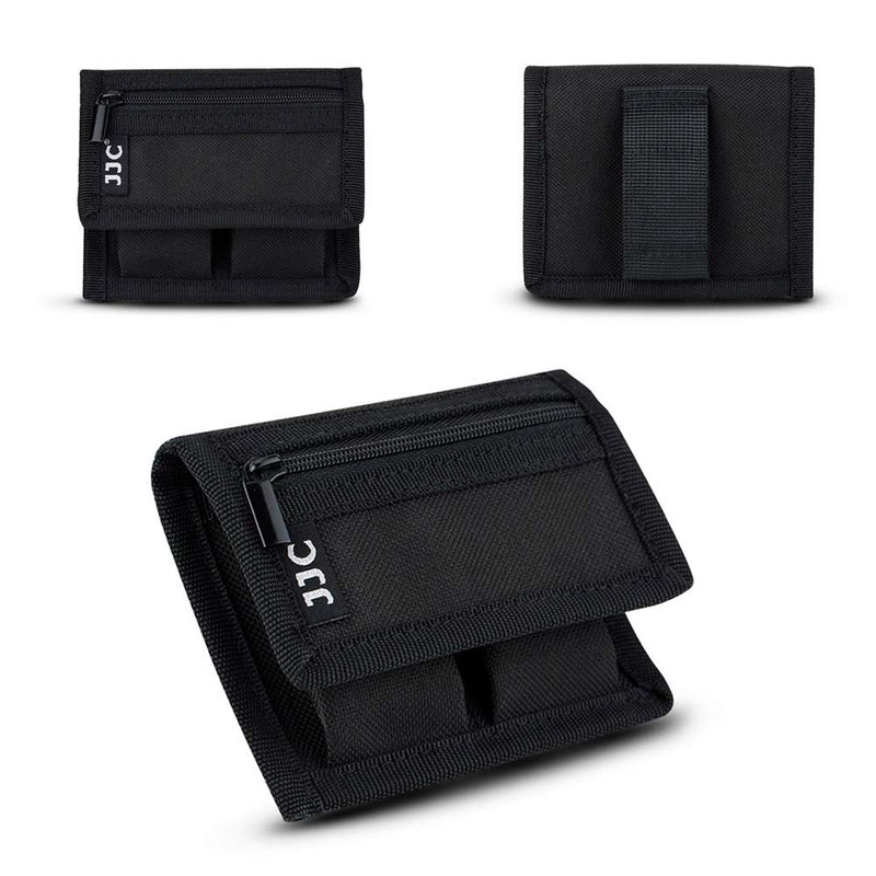 Camera Battery Pouch Holder Case for 2 PCS Sony NP-F550 NP-FW50 NP-FZ100 NP-BX1 Canon LP-E6 LP-E8 LP-E10 LP-E12 LP-E17 Fuji NP-W126 Nikon EN-EL14 EN-EL15 with Zipped Pocket to Store SD TF XQD CF Cards 2 Slot+1 Zippered Pockets