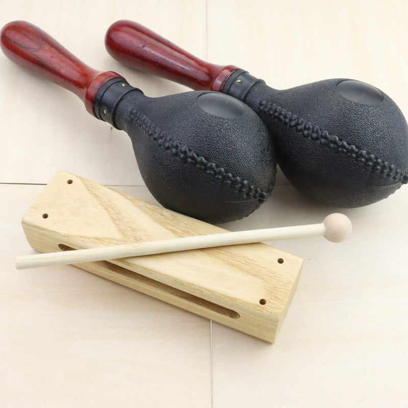 Heatoe Wood Percussion Instruments, Music Blocks with Wood Mallet, Timber Drum Rhythm Blocks Hardwood Percussion for Beginners and Professionals