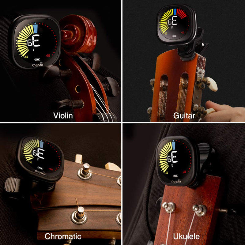 LEKATO Rechargeable Guitar Tuner Clip On LED Color Display Tuner for All Instruments - Guitar, Violin, Ukulele & Chromatic Tuning Modes, Fast & Accurate, Easy to Read, Professional and Beginner