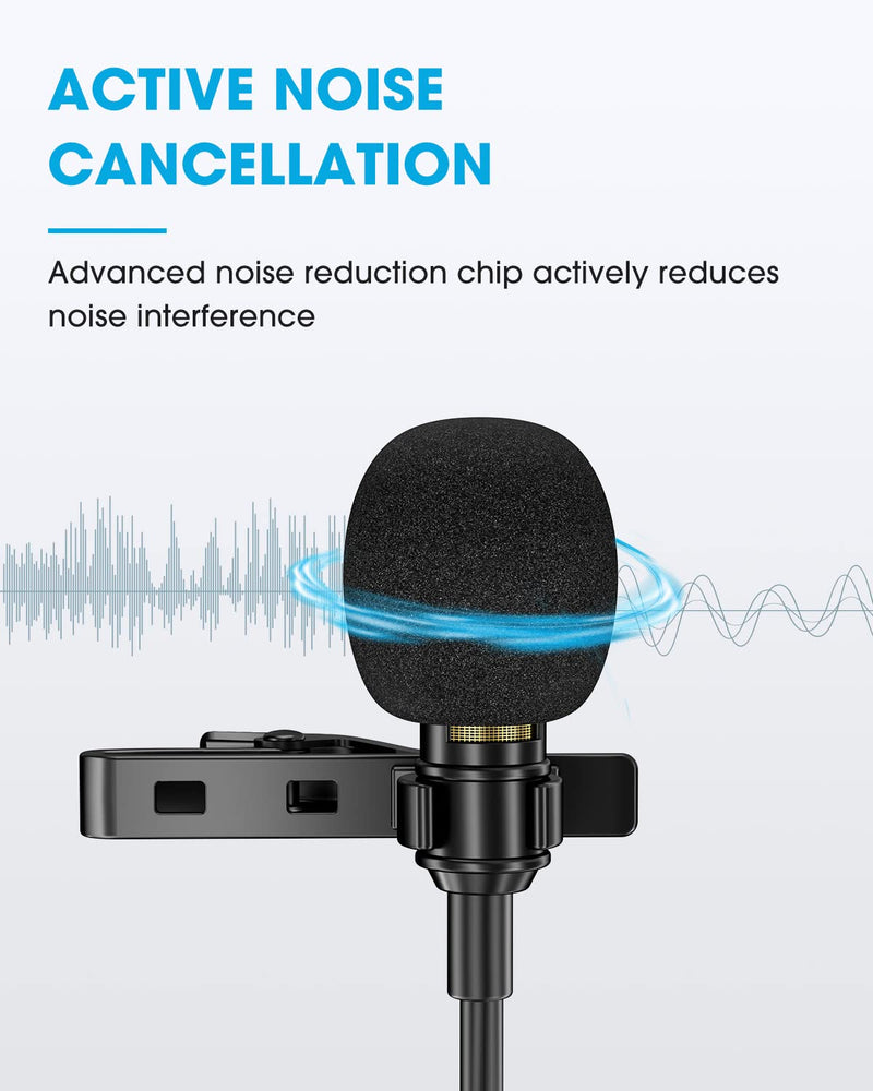 PoP voice Lapel Microphone Lavalier Mic - Noise Cancelling 16 Feet Lav Mic for iPhone Android & Windows Smartphones, Youtube, Interview, Studio, Video Recording (Single Head Omnidirectional Condenser)