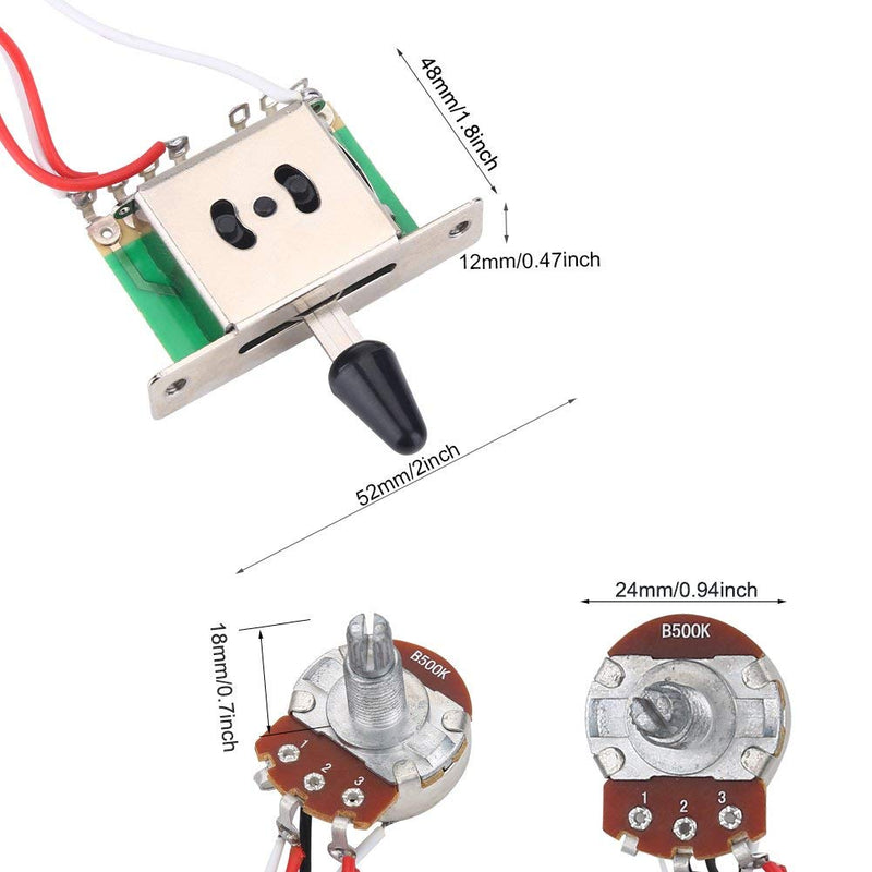 Bnineteenteam Guitar Wiring Harness, Electric Guitar 3 Way Wiring Harness Prewired Kit 3 Way Switch Pots Set, Guitar Wiring Kit