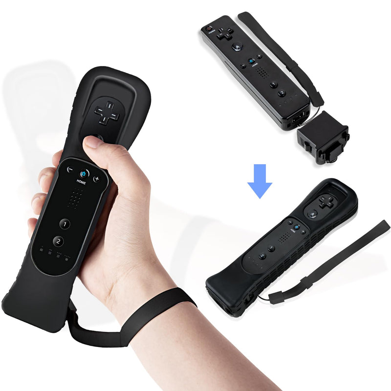 XiQiDianr 2 Motion Plus Attachment and 2 Silicon Case for Nintendo Wii Remote Controller, Motion Plus Adaptor Sensor Accelerator Replacement for Wii Motion Plus Adapter（Black） Black