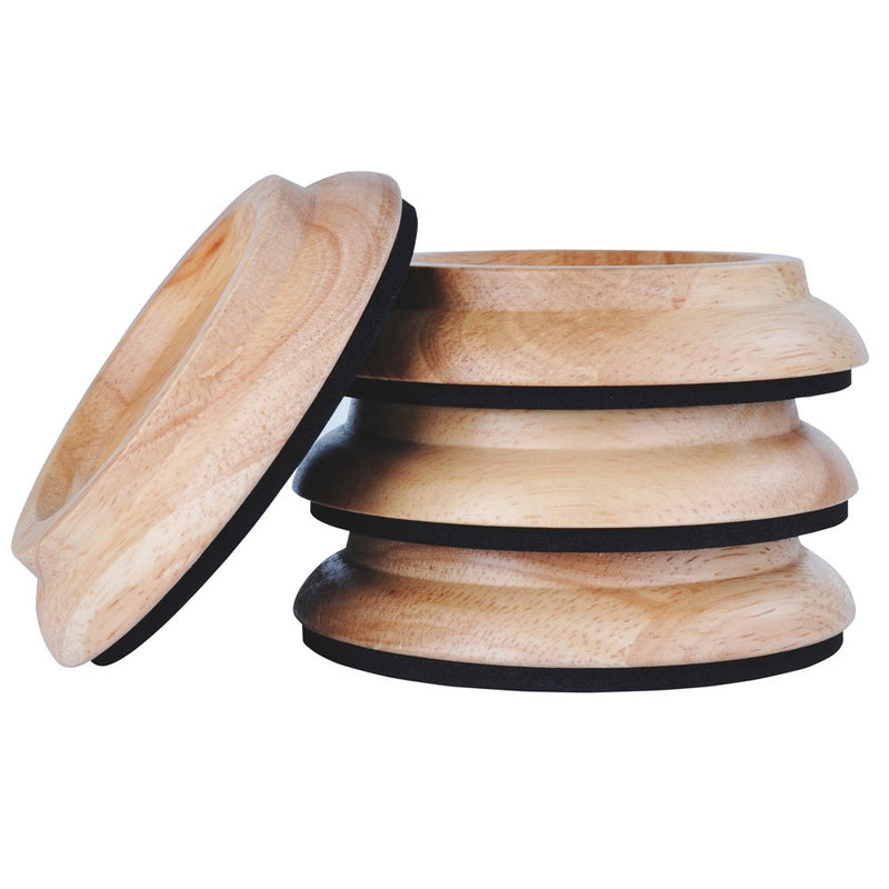 Upright Piano Caster Cups,Premium Quality Hardwood Piano Caster Pads Furniture Leg Pad Set of 4, w/EVA Anti-Slip & Anti-Noise Foam Mat for Hardwood Floor Protectors (Natural Wood) Natural Wood