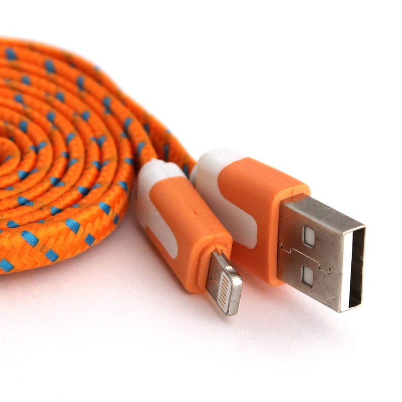 NTJ Flat Braided USB Data Sync Charging Cable (Orange (3FT)) ORANGE (3FT)