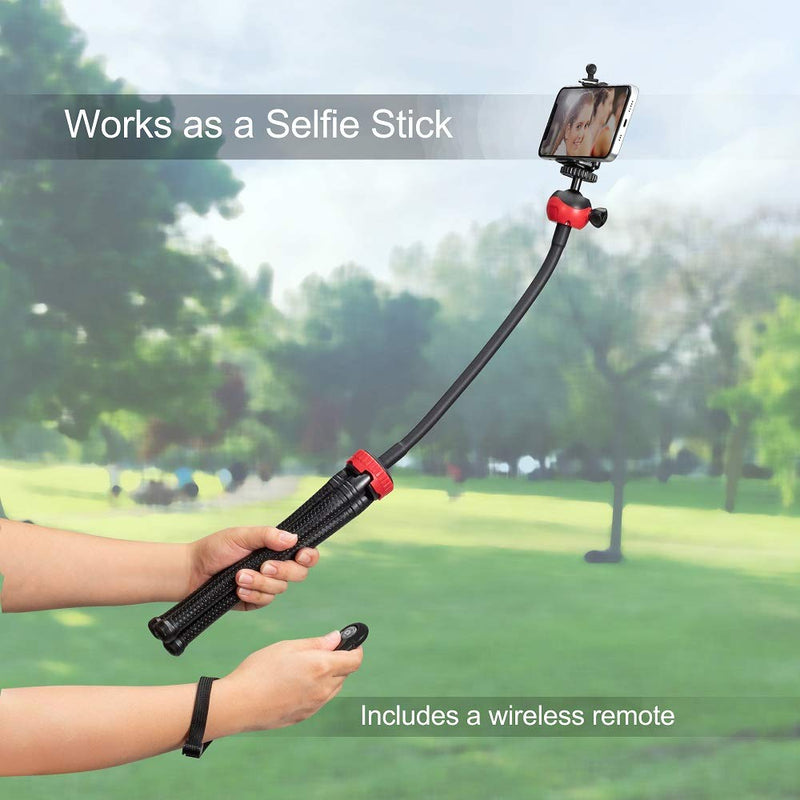 Phone Tripod, Gooseneck Flexible Tripod, Compatible with iPhone, Android Phone, DSLR Camera/GoPro - with Wireless Remote for Selfie, Video Recording.