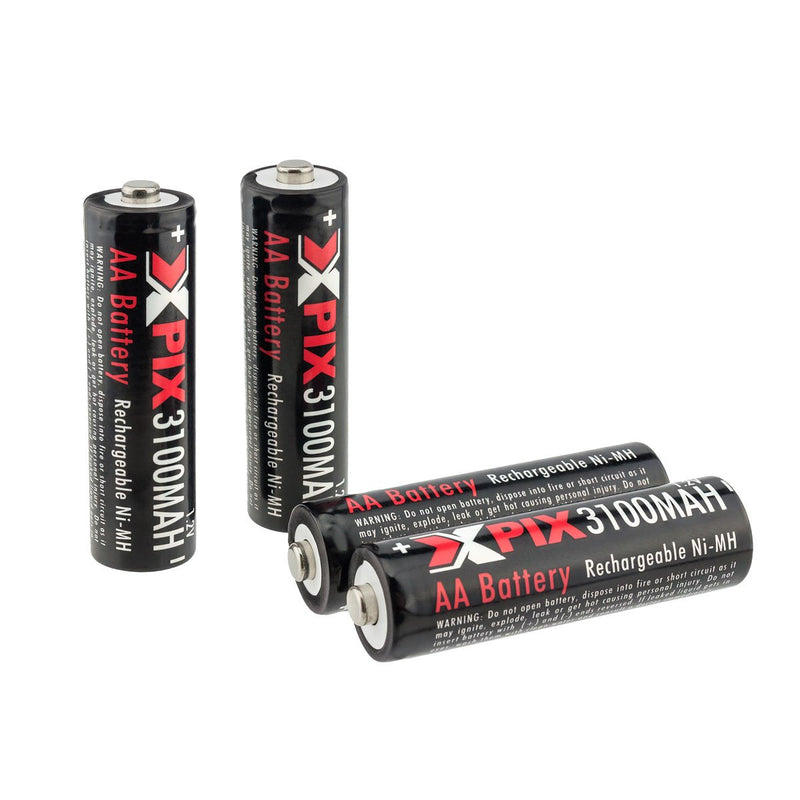 XPIX 4-Pack Ultra High Capacity AA Rechargeable NiMH Battery 3100MaH for Digital Camera and Electronic Devices