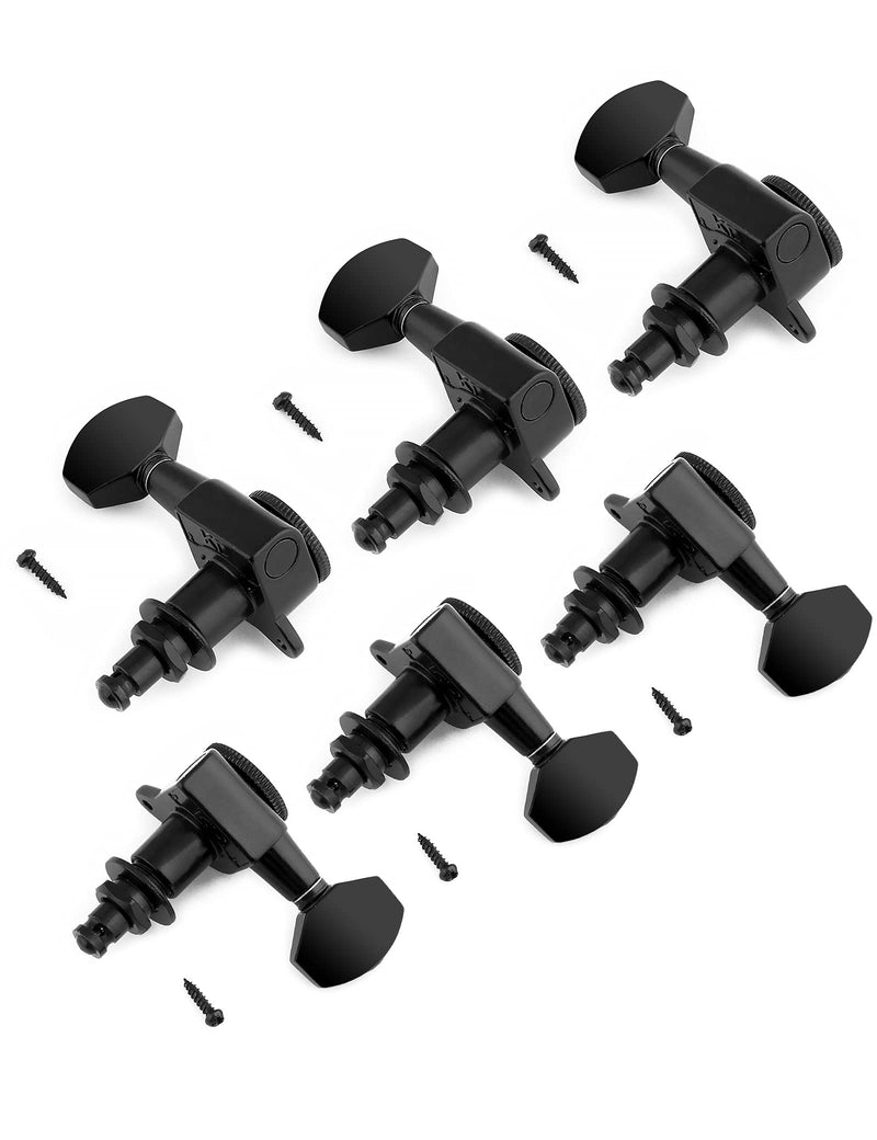 Bogart Locking Guitar String Tuning Pegs Sealed Machine Heads Tuners Tuning Keys 3 Left 3 Right for Electric Guitar or Acoustic Guitar Black.