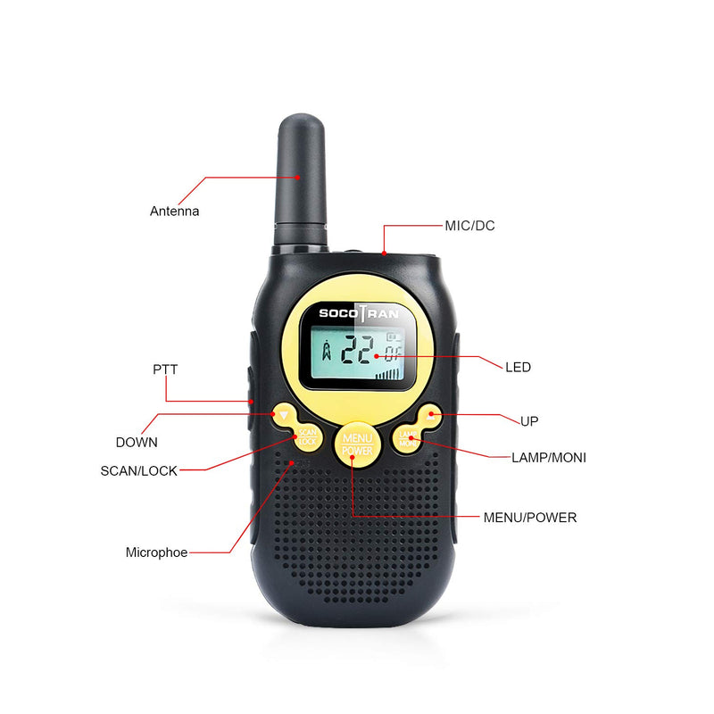 Walkie Talkies for Adults Rechargeable Two Way Radio 5 Miles Long Range with Flashlight 22CH 0.5W Easy to Use Yellow FRS License Free Radios,Camping Accessoies Walkie for Family Outdoor Activities