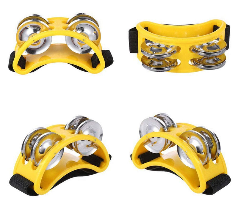 Tzong Foot Tambourine Percussion Musical Instrument Foot Drum set with Metal Jingle Bell Yellow