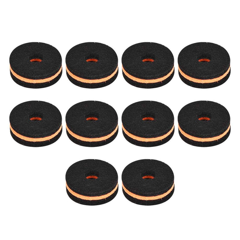 Dilwe Cymbal Stand Felt, 10 Pcs Cymbal Stand Felt 35mm Black Orange Cymbal Protection Sleeve Replacement Part