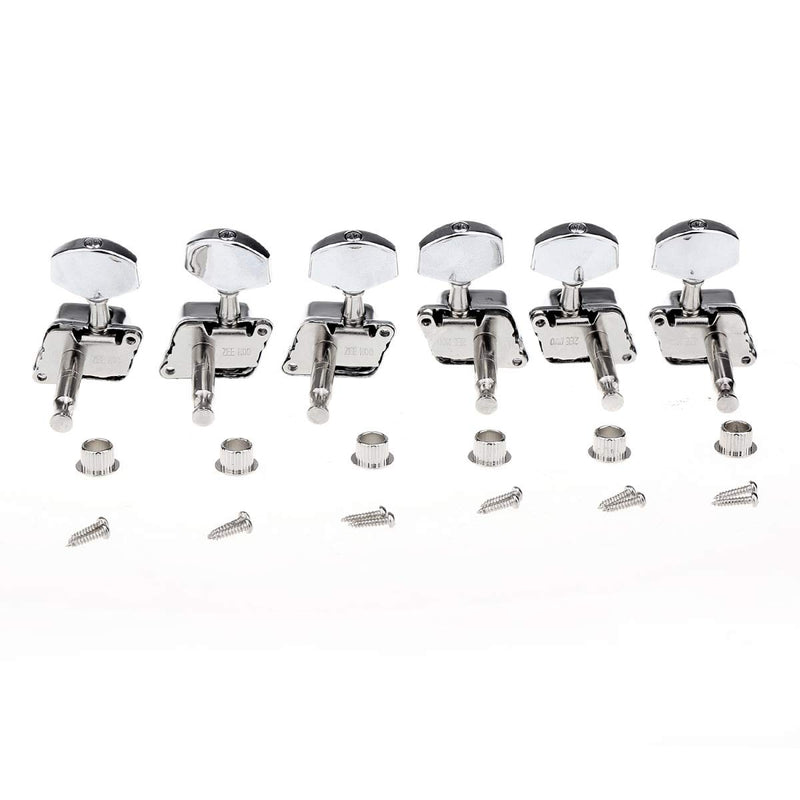 Musiclily Pro 3+3 Guitar Semi Closed Tuners Machine Heads Tuning Pegs Keys Set for Electric or Acoustic Guitar,Chrome Half Moon Button Chrome