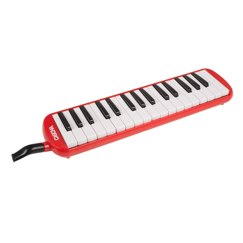 Cascha Melodica Children and Adults I Melodica 32 Keys Including Carry Bag and Textbook I Versatile Fun Textbook with Button Sticker for Learning Melodica I Wind Instrument Including Mouthpiece Set mit Lehrbuch red