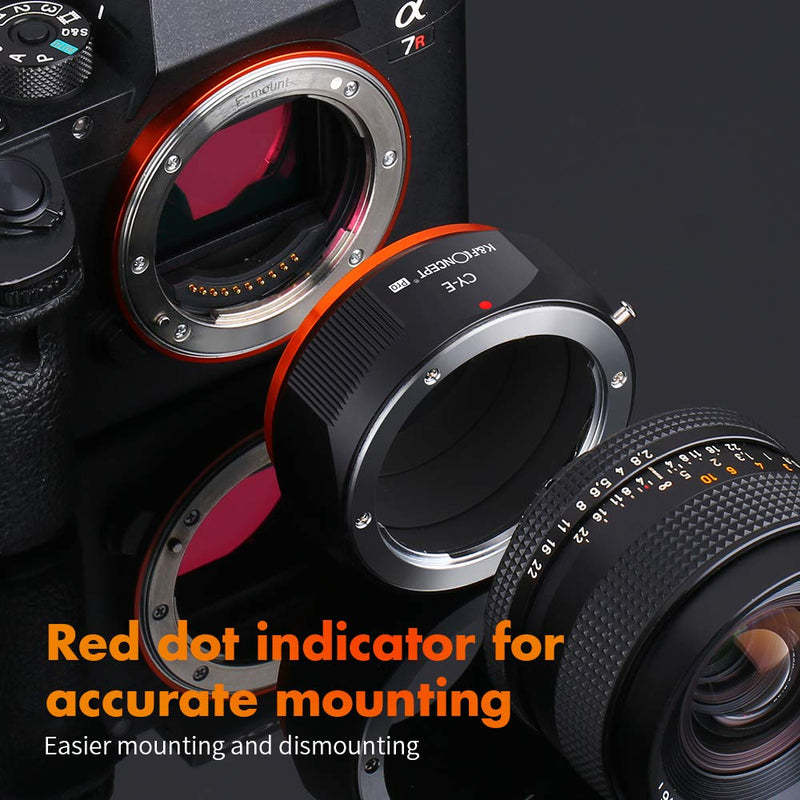 K&F Concept Lens Mount Adapter for Contax/Yashica (C/Y) Lens to Sony Alpha NEX E-Mount Cameras with Matting Varnish Design for Sony NEX-3 NEX-3C NEX-3N NEX-5 C/Y-NEX