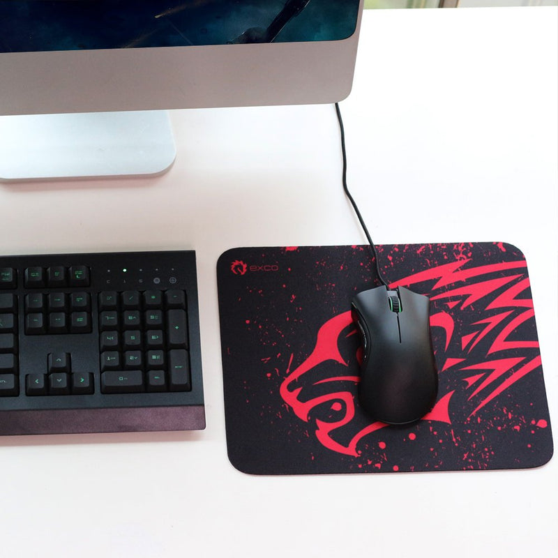 Small Red Leopard-Exco Gaming Mouse Pad Oblong Shaped Mouse Mat Design Natural Eco Rubber Durable Computer Desk Stationery Accessories Mouse Pads for Gift Support Wired Wireless or Bluetooth Mouse