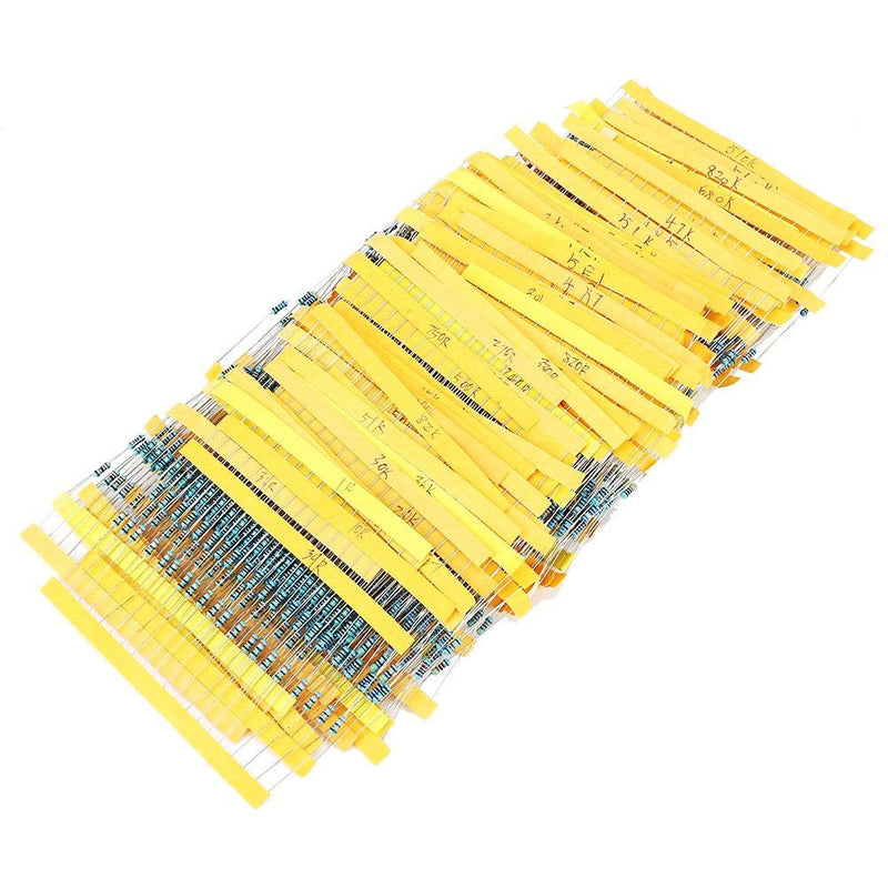 YWBL-WH Resistance,2000PCS 1/4W Resistors,100 Values 1ohm~1M Metal Film Resistors Assortment Components Kit Set