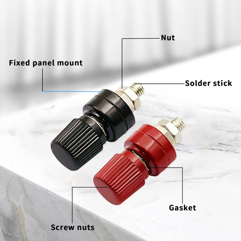 [AUSTRALIA] - DaFuRui 8Pack 6mm 1/4" Stud Premium Remote Battery Power Junction Post Connector Terminal Kit (4Pcs Red & 4Pcs Black) 