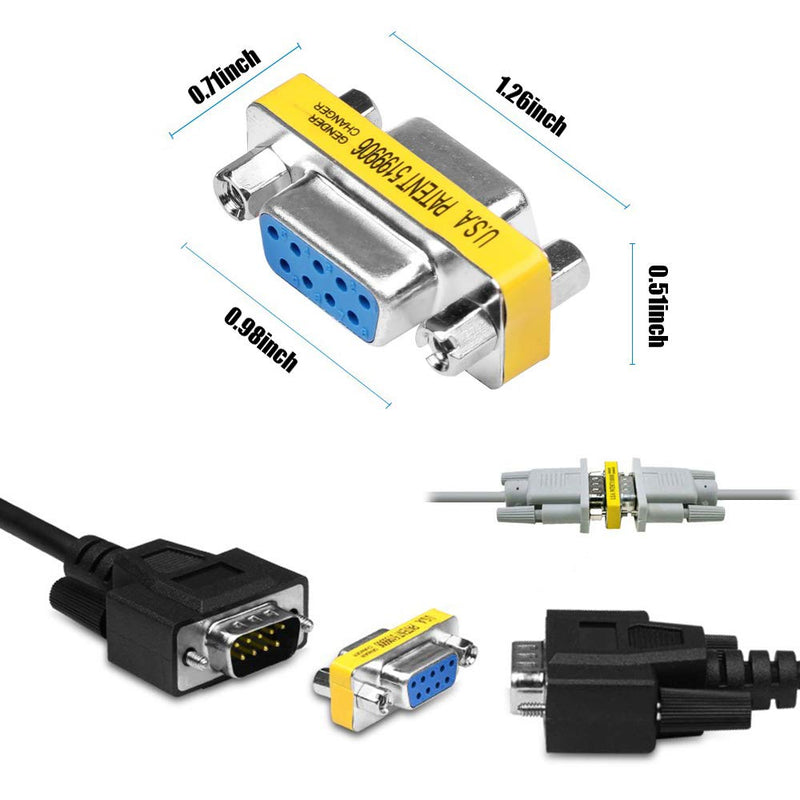 Warmstor 6-Pack 9Pin RS232 Serial Cable DB9 Male to Male/Female to Female/Male to Female Mini Gender Changer Adapter Coupler Connector