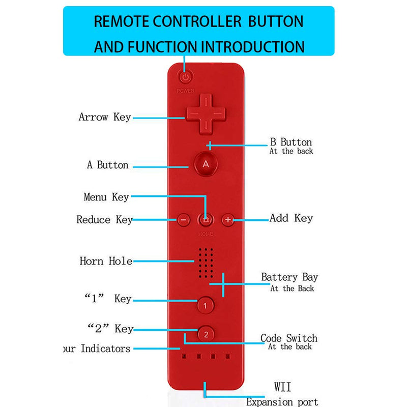 [AUSTRALIA] - ZeroStory 2 Packs Wireless Controller and Nunchuck for Wii and Wii U Console, Gamepad with Silicone Case and Wrist Strap (Red and Blue) Red and Blue 