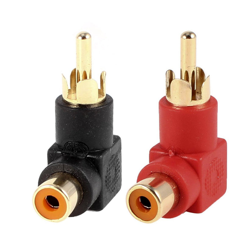 FolioGadgets RCA Right Angle Adapter - 90¡ã Female to Male Gold-Plated Connector - 2 Pack