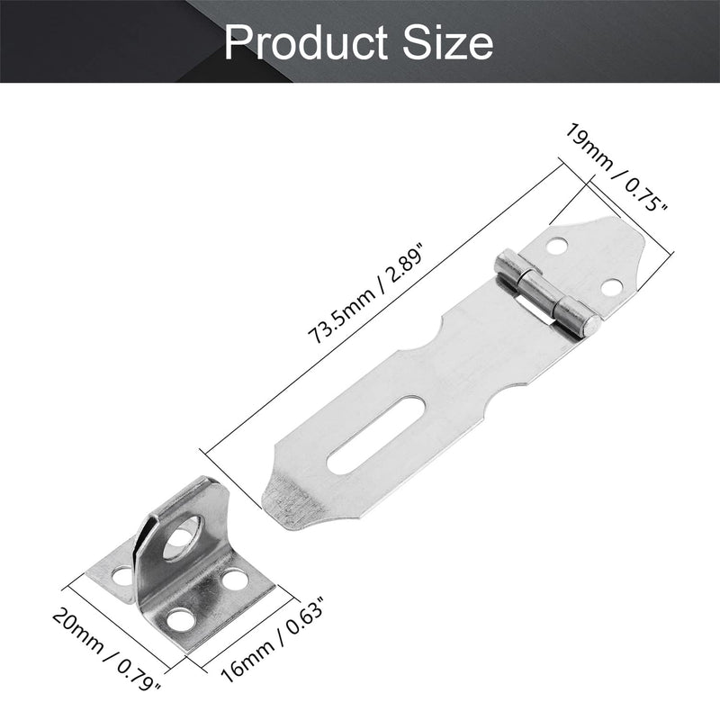 [AUSTRALIA] - MroMax Hasp Staple Padlock Latch,73.5mm Length,Stainless Steel Furniture Cupboard Door Stainless Steel Silver Tone 2Pcs 73.5mm 