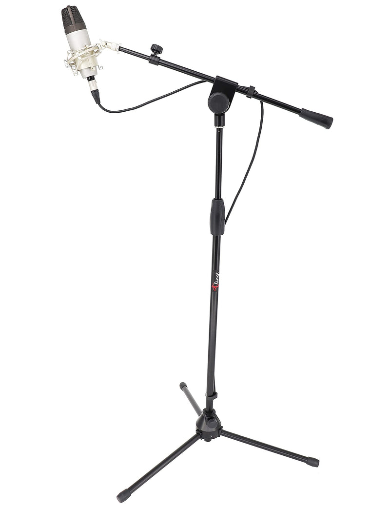 Tlingt Support Metal Tripod Microphone Mic Boom Stand for Stage, Studio, Recording, Home Theater, Black Standard-tele boom