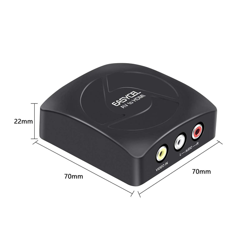 RCA to HDMI Converter with HDMI and RCA Cables, EASYCEL Composite to HDMI Converter, CVBS/ AV to HDMI Converter, AV2HDMI Converter Black