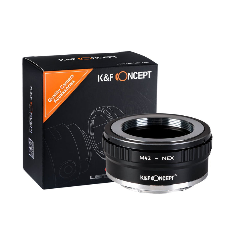 K&F Concept Lens Mount Adapter M42 to NEX Ⅱ Copper Adapter Compatible with M42 Screw Mount Lens Sony NEX Camera Black