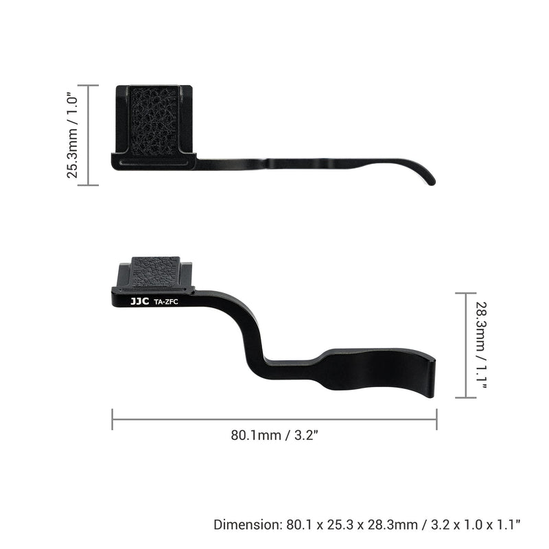 JJC Deluxe Aluminum Alloy Metal Thumb Up Grip for Nikon Zfc Z fc with Hot Shoe Cover Protector Thumb Rest Support Black