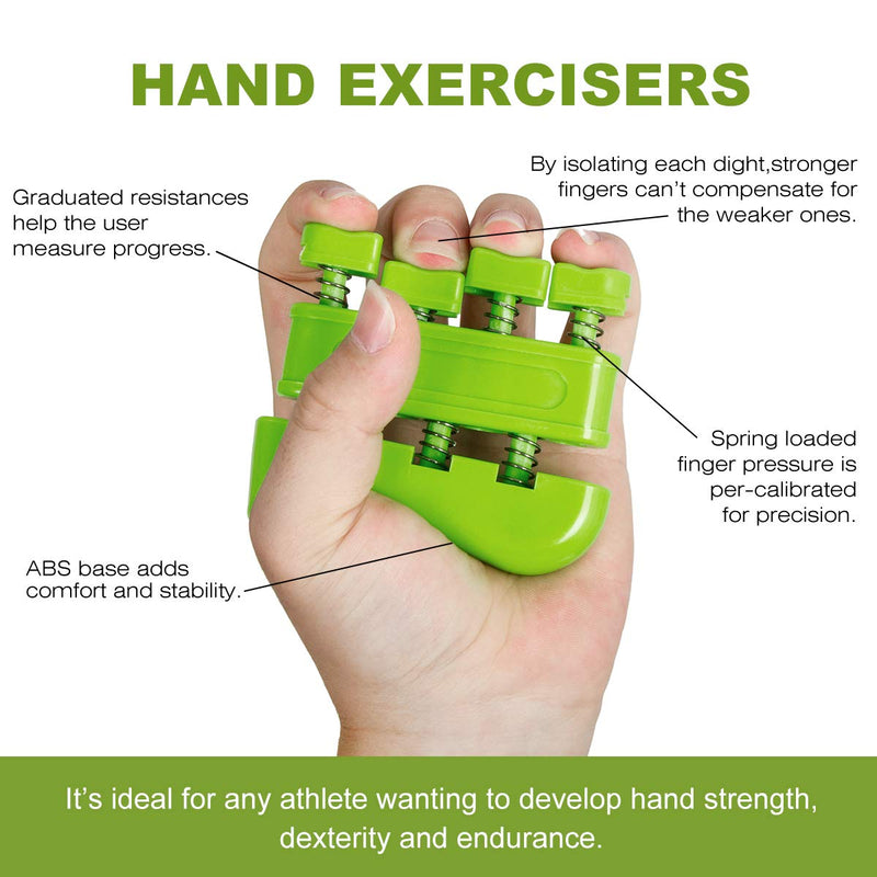 Hand Exerciser Finger Grip Workout Equipment for Athletes Guitar Saxophone Violin Piano Musicians and Physical therapy-5 lbs Resistance Green