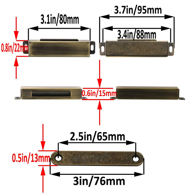Magnetic Door Catch, Heavy Duty Magnet Latch Cabinet Catches for Cabinets Shutter Closet Furniture Door, Stainless Steel 70 lbs Bronze (2 Pack) 2PCS