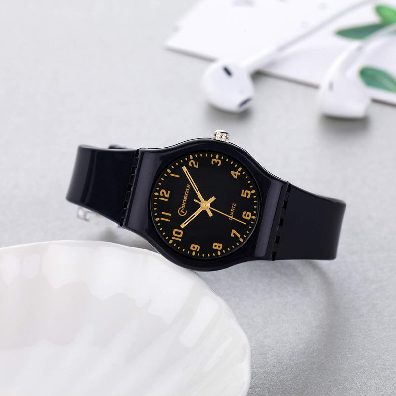 Kids Watch Analog, Teens Child Quartz Waterproof Wristwatch with for Kids Boys Girls,Time Teach Watches Easy to Read Time with Soft Silicone Band Black2