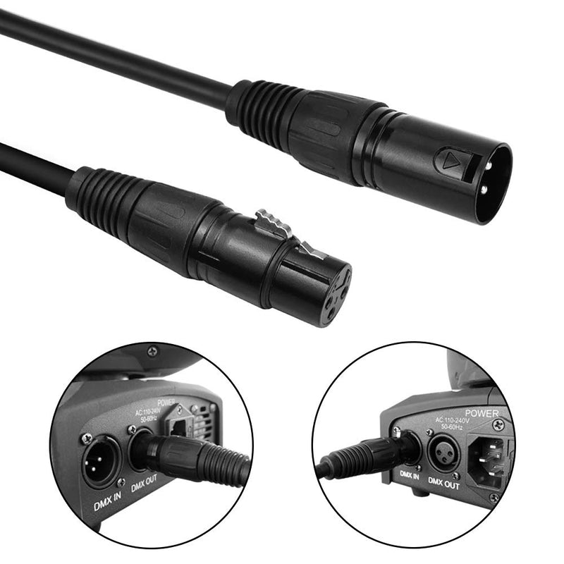 50ft / 15.24m DMX Cable, HiLite 3 Pin DMX Cables DMX Wires, DMX512 XLR Male to Female Stage Light Signal Cable with metal connectors, Connection for Stage & DJ Lighting fixtures