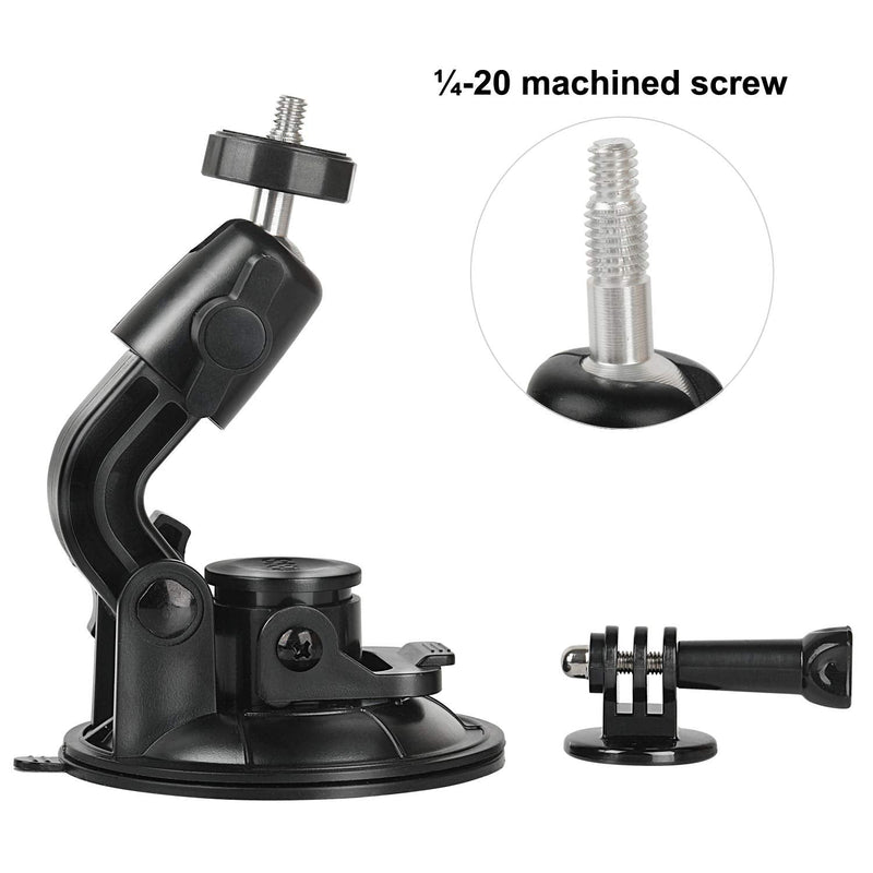 Suction Cup Car Mount Stand Tripod Adapter with Safety Tether Outdoor Indoor for Gopro Hero Session 9 8 7 6 5 4 3+ 3 2 1,DJI OSMO Action, Action Compact Camera