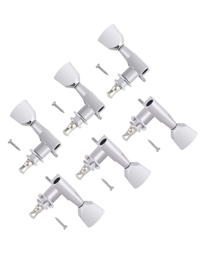 Holmer Sealed String Tuning Pegs Tuning Machines Grover Machine Heads Tuners Tuning Keys Vintage Keystone Style 3 Left 3 Right for Electric Guitar or Acoustic Guitar Chrome.