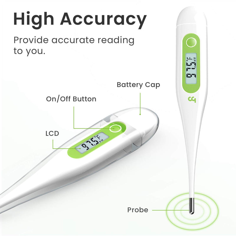 Thermometer for Adults, Oral Thermometer for Fever, Medical Thermometer with Fever Alert, Memory Recall, C/F Switchable, Rectum Armpit Reading Thermometer for Baby Kids and Adults