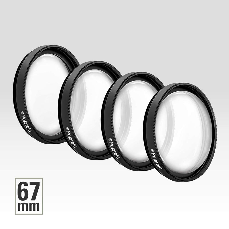 Polaroid Optics 67mm 4-Piece Filter kit Set for Close-Up Macro Photography; Includes +1, +2, +4 & +10 Diopter Filters & Nylon Carry Case – Compatible w/ All Popular Camera Lens Models 67 mm