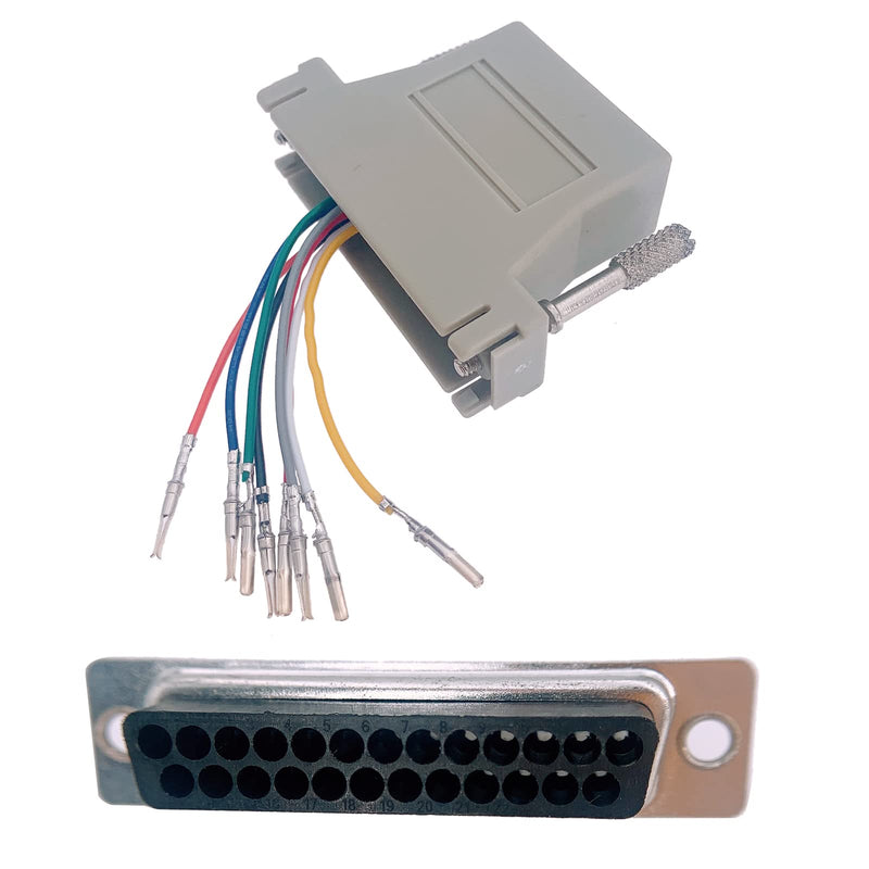 Jienk DB25 to RJ45 Modular Adapter, RS232 DB25 to RJ45 Female Jack Ethernet Adapter (DB25 Female to RJ45) DB25 Female to RJ45