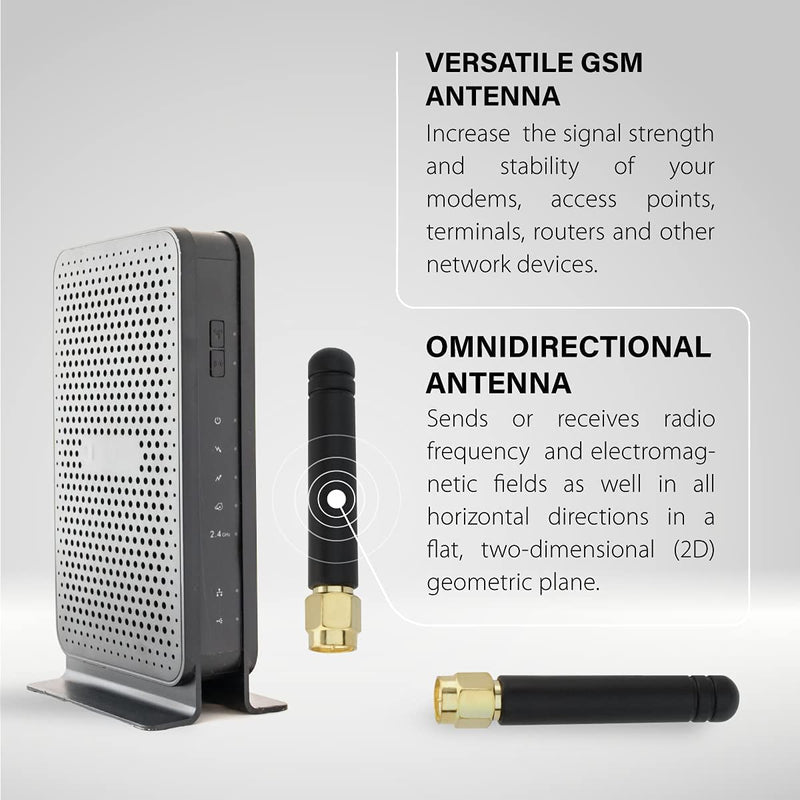 Shopcorp GSM Omni Directional Thumb Antenna with SMA Male Straight Connector – CDMA and WCDMA, 2.5 dBi Gain and 900-1800 MHz (2 Pack) Straight - 2 Pack