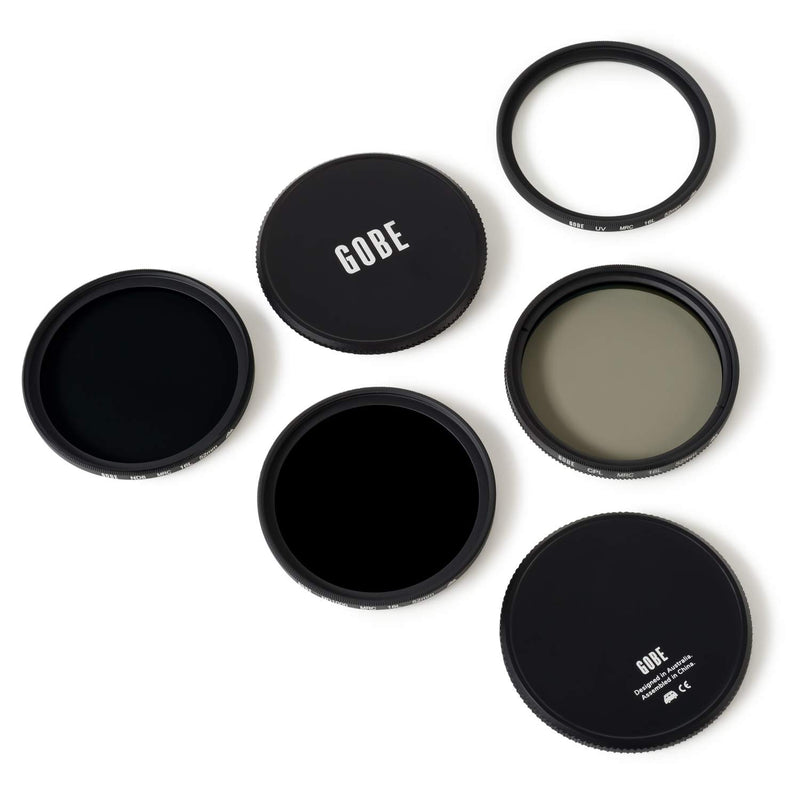 Gobe 52mm UV, Circular Polarizing (CPL), ND8, ND1000 Lens Filter Kit (2Peak)