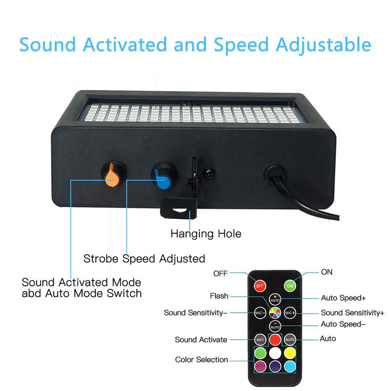 [AUSTRALIA] - Strobe Light, JLPOW Ultra Bright RGB LED Strobe lights (Metal Case), Sound Activated and Remote Control, Speed Adjustable Mini Flash Stage Lighting, Best for DJ Christmas Party Bar Show Disco Dance 