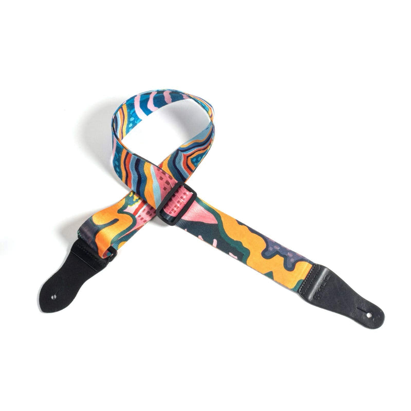 [AUSTRALIA] - KLIQ Vintage Woven Guitar Strap for Acoustic and Electric Guitars + 2 Free Rubber Strap Locks, 2 Free Guitar Picks and 1 Free Lace | Terylene Printed | Artist Series "Anemone" by KLA "Anemone" 