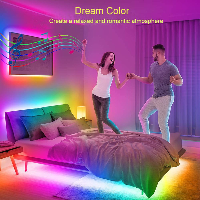 [AUSTRALIA] - YUNBO Dreamcolor WS2811 Addressable RGB LED Strip Lights, 32.8ft Bluetooth APP and RF Remote Controlled Digital Programmable Rainbow LED Strip Lights Kit for Bedroom Living Room Home Decoration Dream Color Rgb 
