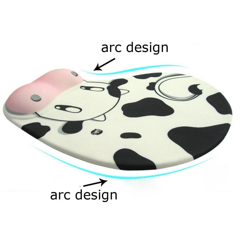 Onwon Cartoon Wrist protected Personalized Computer Decoration Gel Wrist Rest Mouse Pad Ergonomic Design Memory Foam Mouse Pad Gel Mouse Pad/Wrist Rest(Cow Style)