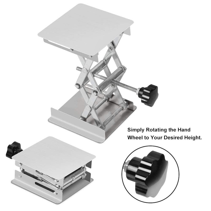 stonylab 4"x4" Lab Scissors Jack, 100 x 100mm Stainless Steel Laboratory Support Jack Platform Lab Lift Stand Table, Expandable Lift Height Range from 45mm to 150mm, Support Weight 5KG 100 x 100 mm