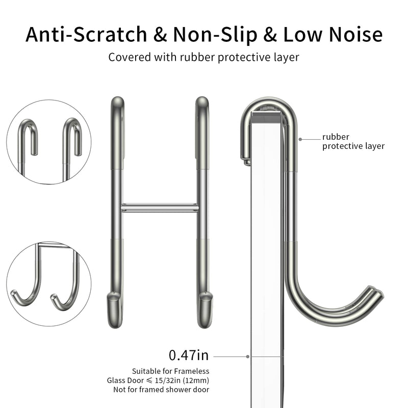 Shower Squeegee for Glass Door 12-Inch Stainless Steel Bathroom Squeegee Window Wiper, Includes Shower Door Hook, Adhesive Hook, and Spare Silicone Blade for Window Mirror Car All-Purpose Squeegee Silver