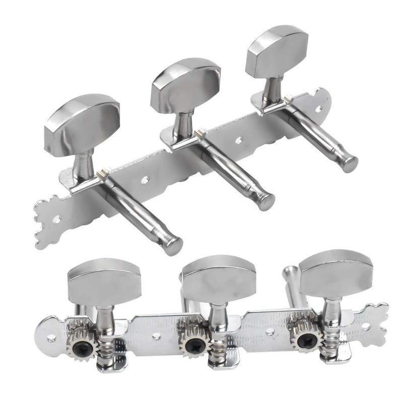 NATUCE 1 Pair Guitar Machine Heads,Left & Right Guitar String Tuning Pegs Machine Heads,Metal Machine Heads Tuner for Electric or Acoustic Guitar (Silver)