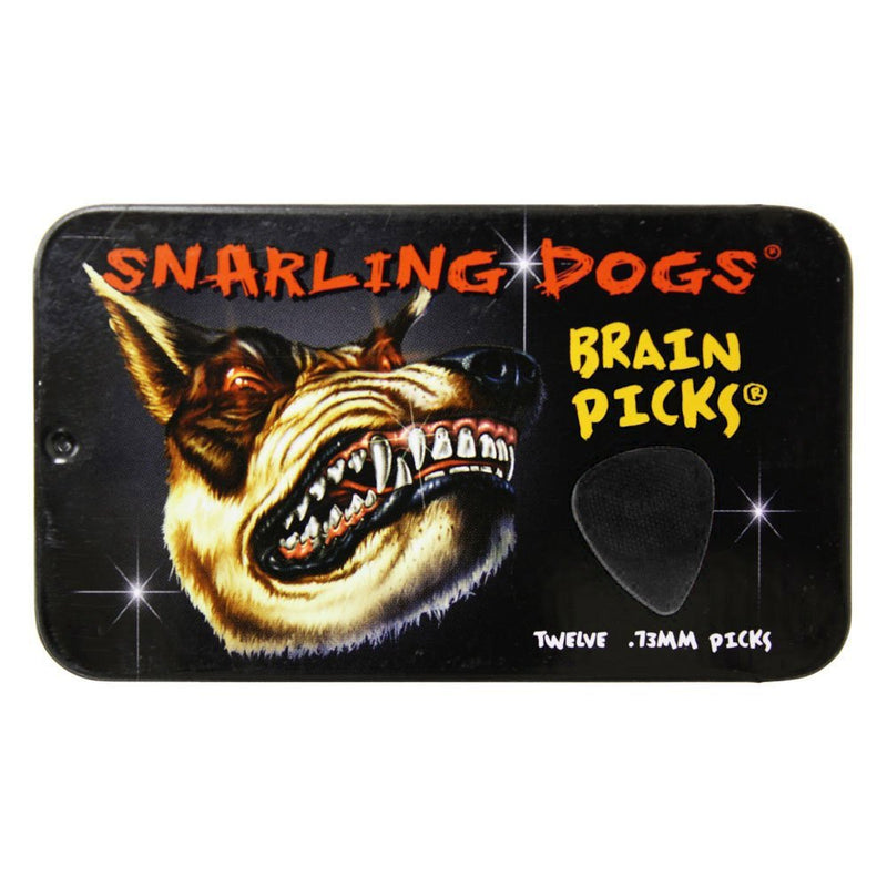 D'Andrea Snarling Dog Brain Nylon Guitar Picks 12 Pack with Tin Box (Black, 0.88mm) Black, 0.88mm