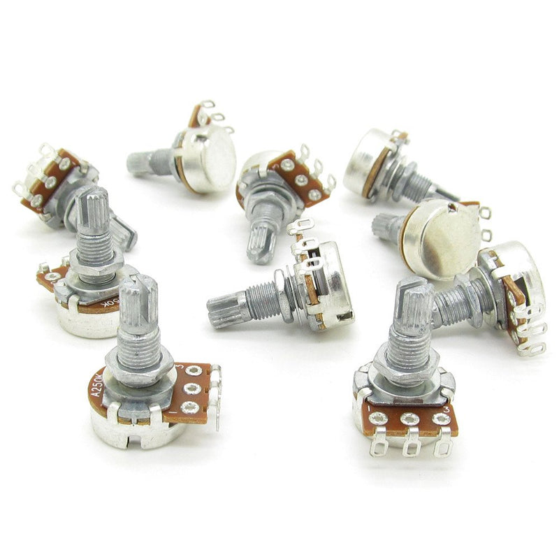 A250k OHM Audio Pots Guitar Potentiometers 18mm Shaft Volume and Tone Controls Pack of 10